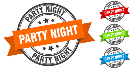 party night stamp. round band sign set. label