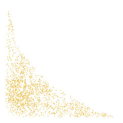 Angular element, Web Corner Angled plume golden texture crumbs. Gold dust scattering on white. Sand particles grain or sand assembled. Backdrop dune, abstraction of pieces. Vector illustration