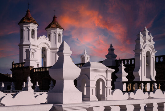 Sunset at San Felipe Neri monastery in Sucre, Bolivia