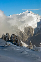 Fototapeta na wymiar Courchevel 1850 3 Valleys ski area Mont Blanc French Alps France