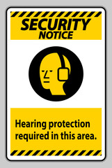 Security Notice PPE Sign Hearing Protection Required In This Area with Symbol