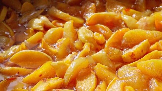 Quince jam. Quince cooked in sugar and water