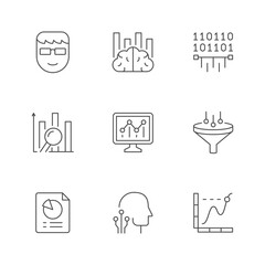 Set line icons of data analytics