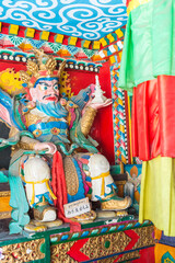 Statue inside a Buddhist temple, Shuzheng Tibetan village, Jiuzhaigou National Park, Sichuan Province, China, Unesco World Heritage Site
