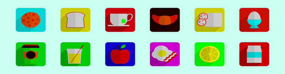 set of camp foods and element icon design templates with various various models. vector illustration isolated on blue background