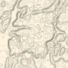 Fototapeta na wymiar Topographic contour map with grid. Vector relief map.