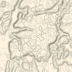 Fototapeta premium Topographic contour map with grid. Vector relief map.