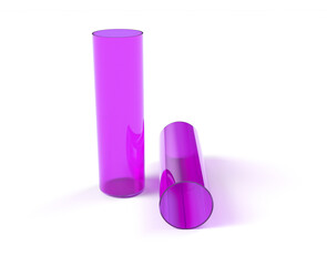 Blank white glass sport bottle mockup, isolated, side view, 3d rendering. Empty transparent container for water mock up. Clear acrylic flask for fitness in gym or travel template.