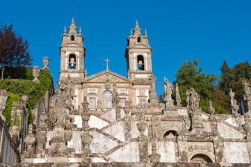 Fototapeta na wymiar Bom Jesus do Monte Sanctuary, Baroque Stairs, Braga, Minho, Portugal