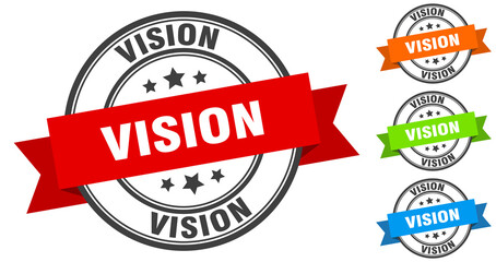 vision stamp. round band sign set. label