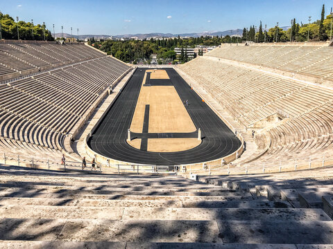 Panathenaic Stadium, Kallimarmaro white marble antique stadium in Athens, Greece