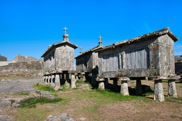 Obraz premium Traditonal Espigueiros, Granary, Lindoso, Peneda Geres National Park, Minho province, Portugal