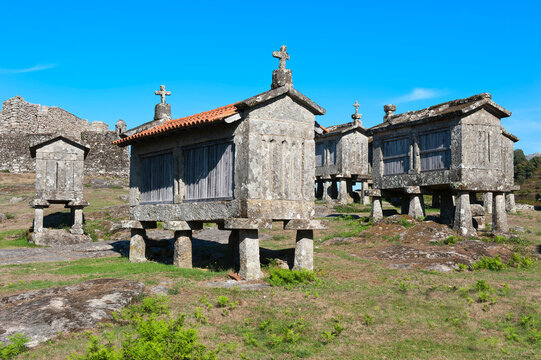 Traditonal Espigueiros, Granary, Lindoso, Peneda Geres National Park, Minho province, Portugal