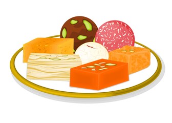 Indian Sweets or Mithai Like Kalakand,Halwa,Soan Papdi,Rasgulla,Laddu,mysore pak