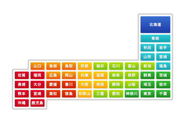 日本地図都道府県別マップ緑色白バック ベクターイラスト素材 Archipelago Wall Mural Archipela And4me