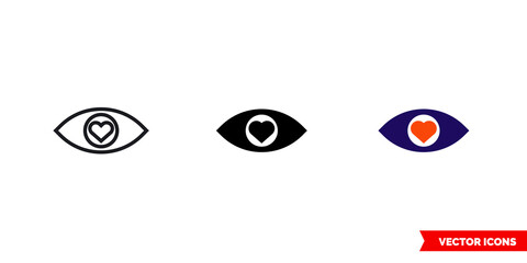 Ogle icon of 3 types color, black and white, outline. Isolated vector sign symbol.