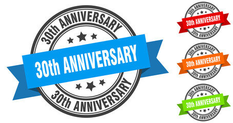 30th anniversary stamp. round band sign set. label