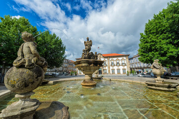 Braga City Hall and fountain, Minho, Portugal