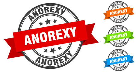 anorexy stamp. round band sign set. label