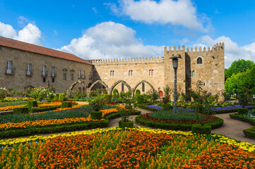Santa Barbara garden near the walls of the Old Palace of the Archbishops, Braga, Minho, Portugal