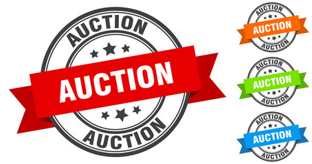 auction stamp. round band sign set. label - obrazy, fototapety, plakaty