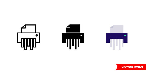 Shredder icon of 3 types color, black and white, outline. Isolated vector sign symbol.