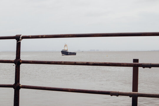 Cockle Boat off Leigh-on-Sea in Essex, in a bleak Thames Estuary 