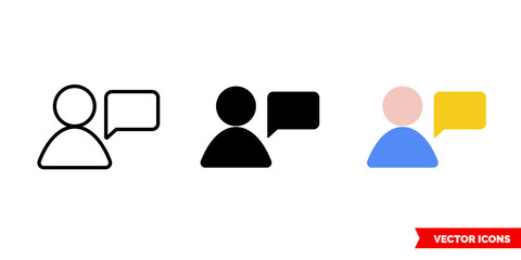 Talk skin icon of 3 types color, black and white, outline. Isolated vector sign symbol.