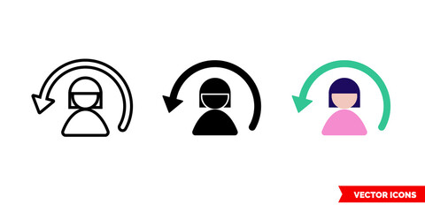 Update user skin icon of 3 types color, black and white, outline. Isolated vector sign symbol.