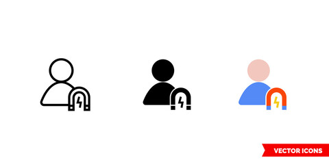 User engagement icon of 3 types color, black and white, outline. Isolated vector sign symbol.
