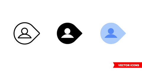 Username filled icon of 3 types color, black and white, outline. Isolated vector sign symbol.