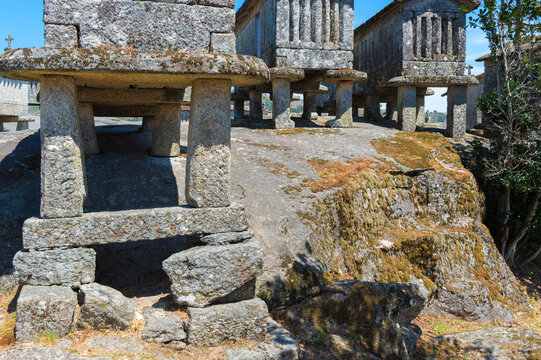 Traditional Espigueiros, Granary, Soajo village, Peneda Geres National Park, Minho province, Portugal