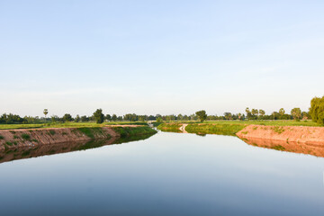 landscape with river and blue sky