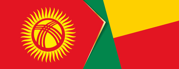 Kyrgyzstan and Benin flags, two vector flags.