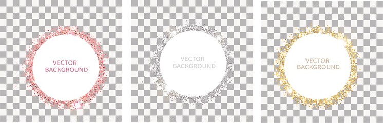 Sparkling dust isolated on transparent background with space for text. For social media posts, mobile apps, banners design and web/internet. Glitter style. Vector set.
