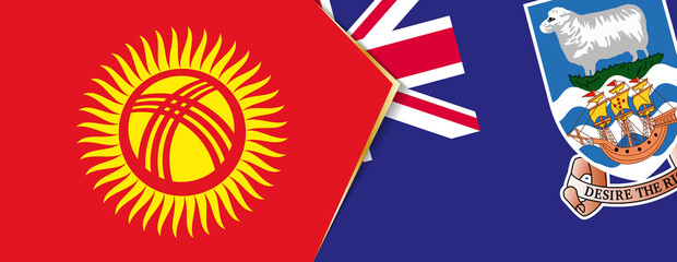 Kyrgyzstan and Falkland Islands flags, two vector flags.