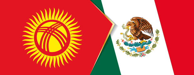 Kyrgyzstan and Mexico flags, two vector flags.