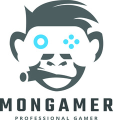 Monkey Gamer Vector Logo Template