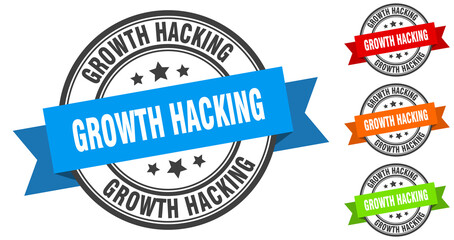 growth hacking stamp. round band sign set. label