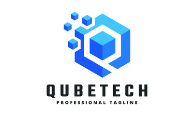 Qube Tech Vector Logo Template