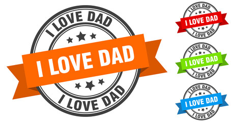 i love dad stamp. round band sign set. label