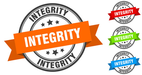 integrity stamp. round band sign set. label