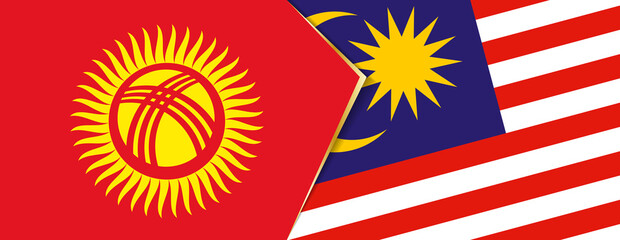 Kyrgyzstan and Malaysia flags, two vector flags.
