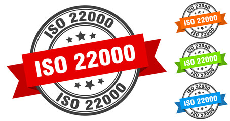 iso 22000 stamp. round band sign set. label