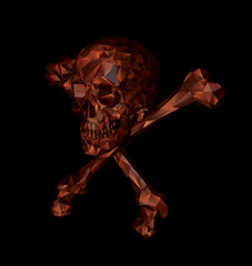Fototapeta na wymiar Skull with bones on a black background. Print, clothes
