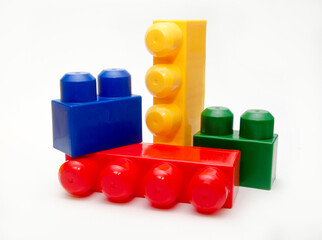 Colored plastic construction kit on a white background