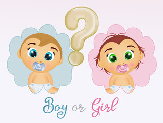 Gender reveal baby male and female
