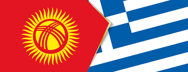 Kyrgyzstan and Greece flags, two vector flags.