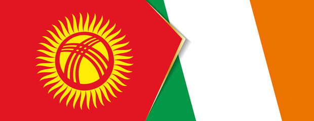 Kyrgyzstan and Ireland flags, two vector flags.