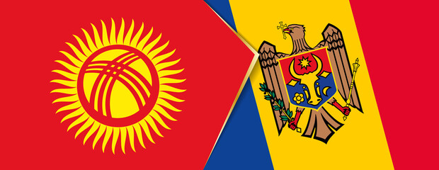 Kyrgyzstan and Moldova flags, two vector flags.